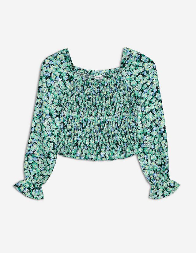 Mädchen Cropped Bluse - Eckiger Ausschnitt
