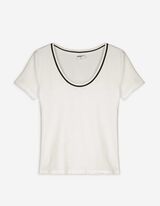 T-Shirt - Kontraststreifen - weiß