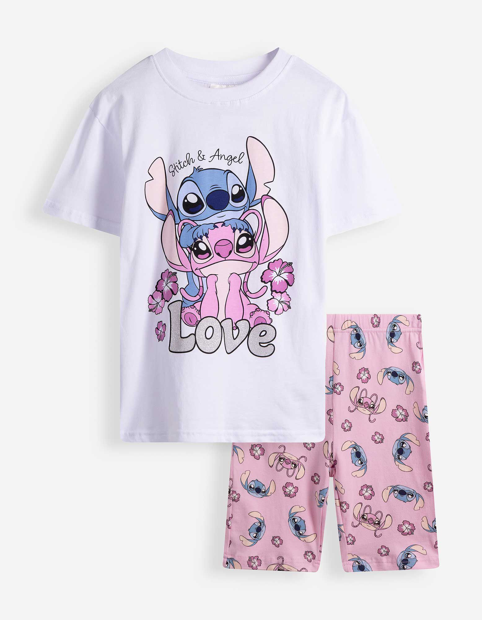 Set aus T-Shirt und Hose - Lilo & Stitch - Wei&szlig;