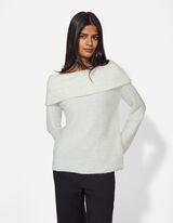 Strickpullover - Carmen-Ausschnitt - weiß