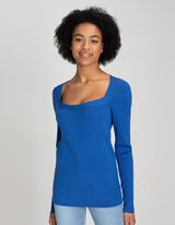 Pull-over - Viscose m&eacute;lang&eacute;e - Bleu fonc&eacute;