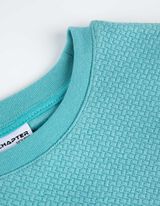 Pulóver - Feliratos címkével - türkiz