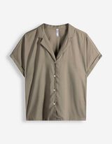 Pyjama Set aus Shirt und Shorts - Leinen-Optik - Khaki