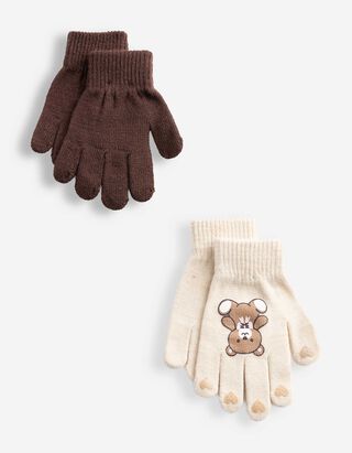 Handschuhe - 2er-Pack - Beige