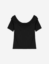 T-shirt - Scollo alla carmen - nero