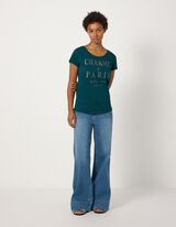 T-Shirt - Glitzerprint - Petrol