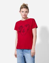 T-shirt - Perles décoratives - Rouge