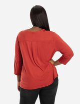 koszulka z długim rękawem - dekolt serafino - ciemny czerwony