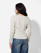 Langarmshirt - Zierborte - weiß