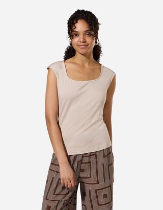 T-shirt - Viscose - Beige