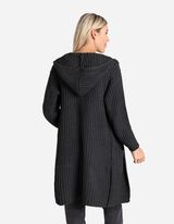 Hosszított kardigán - Kapucni - sötétszürke