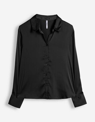 Bluse - Satin - Schwarz