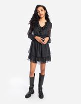 Blusenkleid - Chiffon - schwarz