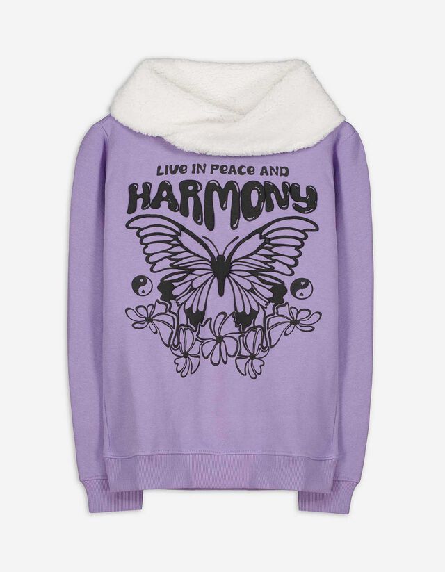 Kapucnis felső - Nyomott minta - lila