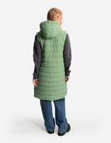 Dolg telovnik - Kapuca z zatezno vrvico - temno zelena