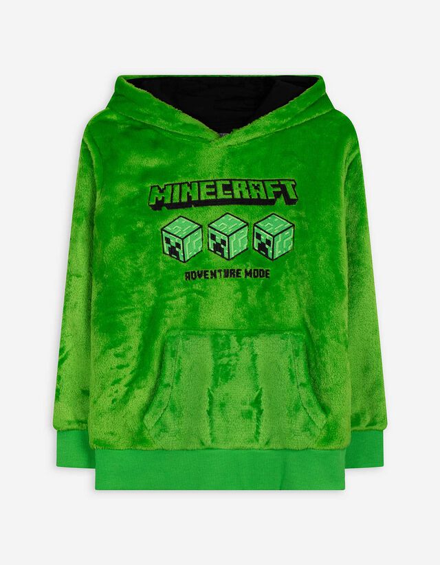 Felpa Con Cappuccio Minecraft Per Ragazzi - Grigia, 100% Cotone - Regalo Di Natale
