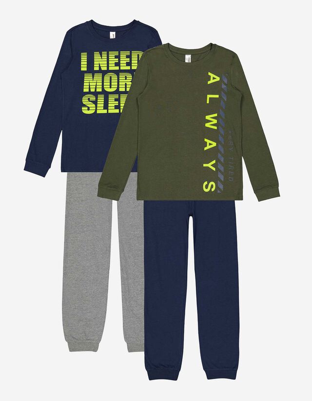 Jungen Pyjama Set aus Langarmshirt und Hose - 2er-Pack