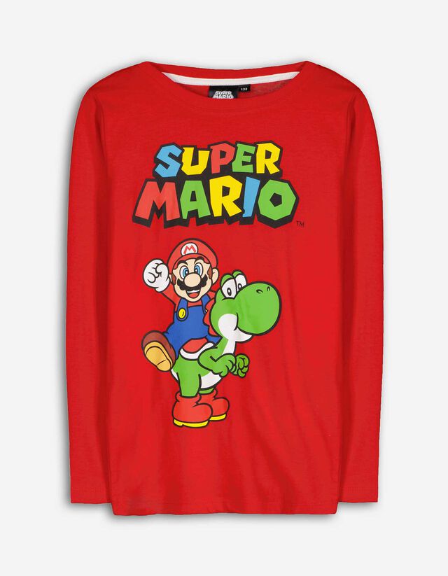 Tričko s dlhými rukávmi - Super Mario - cervena