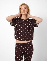 Pyjama Set aus Shirt und Hose - Viskose - Dunkelbraun