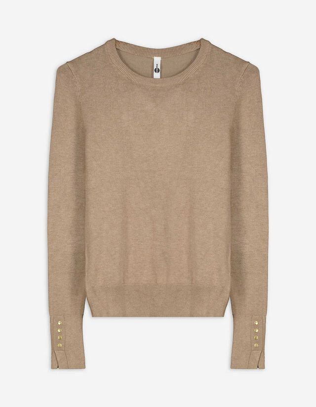 Pullover en tricot - Boutons décoratifs - Brun
