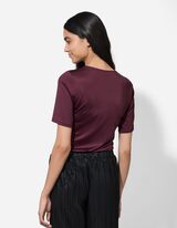 Majica kratek rokav - Mešanica materialov - temno vijolicna