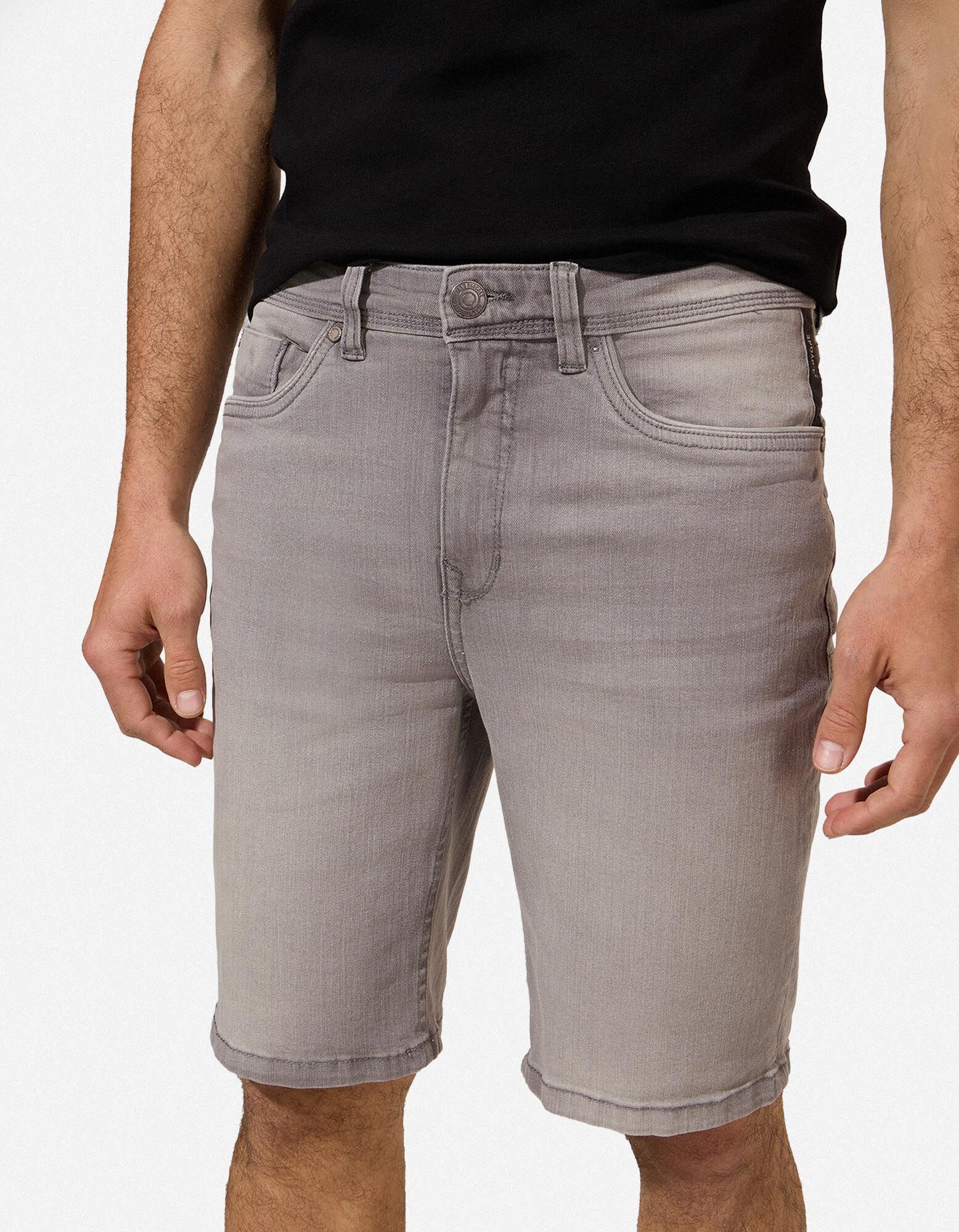 Jeansshorts - Wascheffekte - Grau