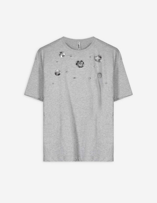 T-Shirt - Ziersteine - grau