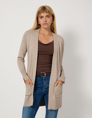 Longcardigan - Feinstrick - Beige