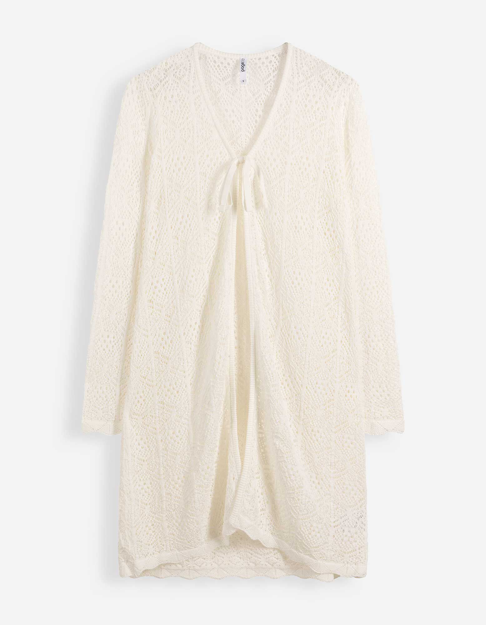 Cardigan - Dentelle au crochet - Blanc cass&eacute;