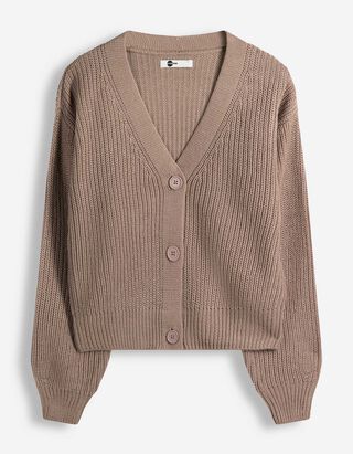 Strickjacke - Knopfleiste - Braun