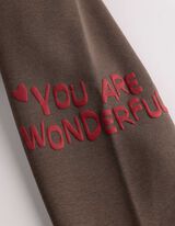 Hoodie - Print - Braun