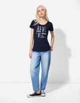 Póló - Csillámos nyomott minta - sotetkek