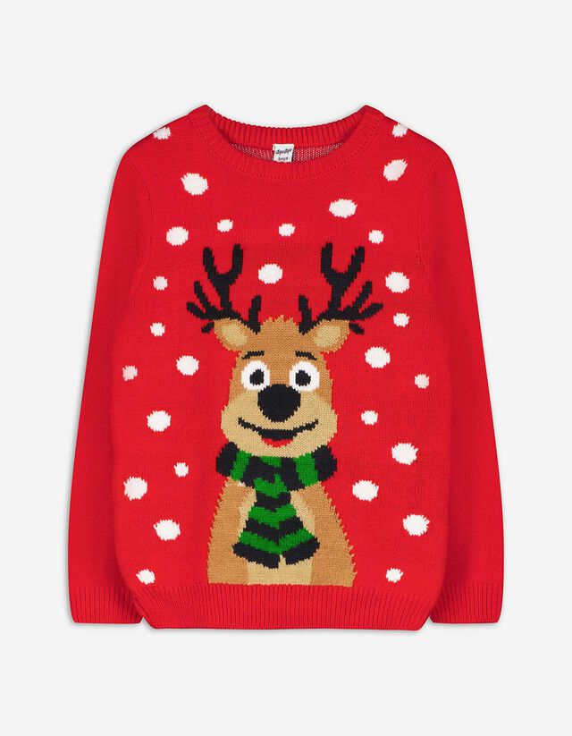 Strickpullover - Christmas - rot