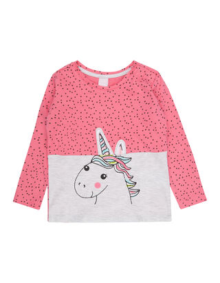 Baby Longsleeve mit Colourblock und Einhorn-Stickerei
