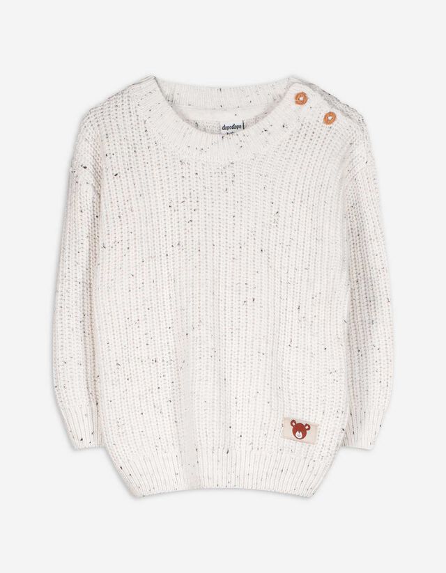 Strickpullover - Aufnäher - weiß