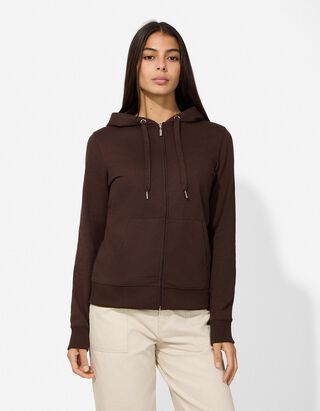 Sweatjacke - Kapuze mit Tunnelzug - dunkelbraun