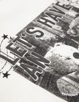 Felpa con cappuccio - Stampa frontale - bianco