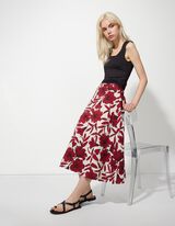 Rock in A-Linie - Allover-Print - dunkelrot