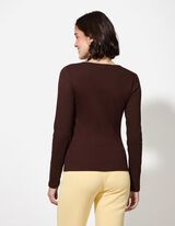 Majica - rebrasti materijal - tamno-braon