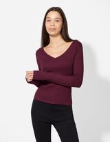 Majica dolg rokav - Vsebnost modala - temno rdeca