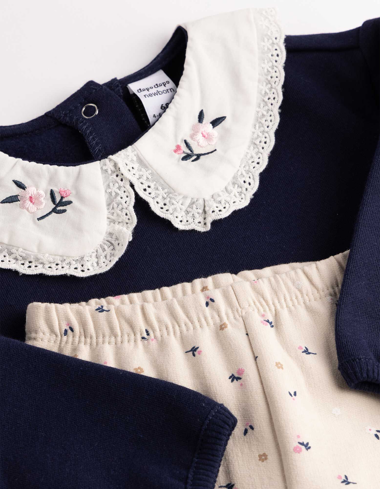 Set aus Sweatshirt und Leggings - Bubikragen - Dunkelblau