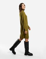 Pletena obleka - Visok ovratnik - svetlo zelena