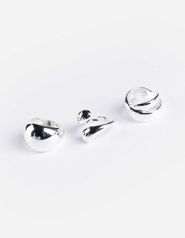 Ring - 3er-Pack - silberfarben