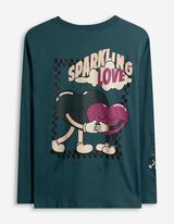 Tričko s dlouhým rukávem - Zadní potisk - tyrkysova