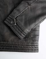 Biker-jakk - eemaldatav kapuuts - tumehall