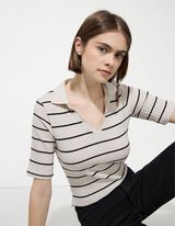 Poloshirt - Strepen - wit