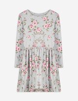 Kleid - Allover-Print - hellgrau