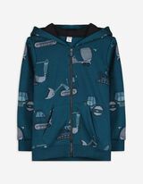 Sweatjacke - Allover-Print - dunkelblau