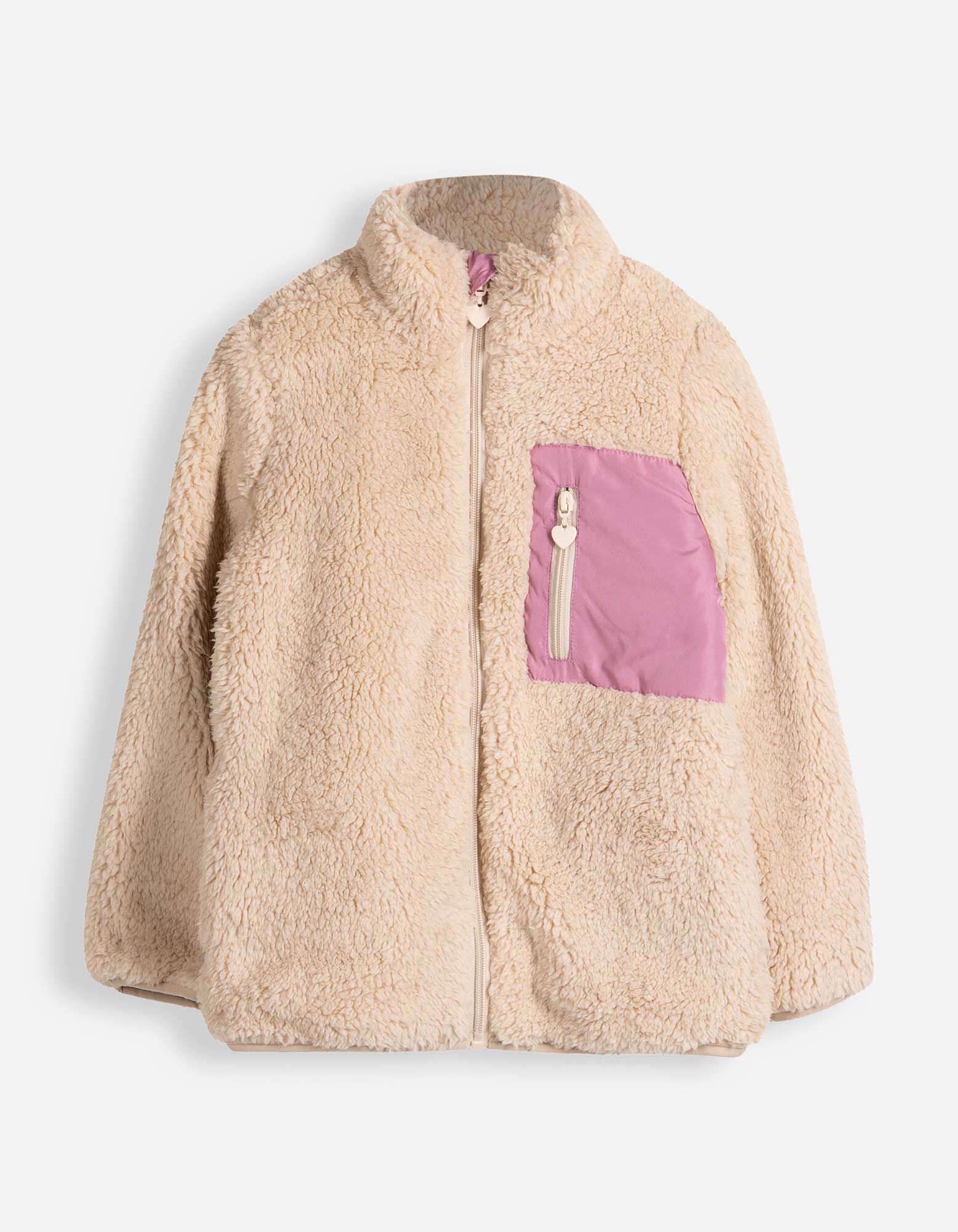 Fleecejacke - einfarbig - Beige