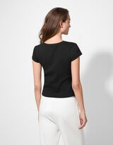 Póló - Bordázott - fekete